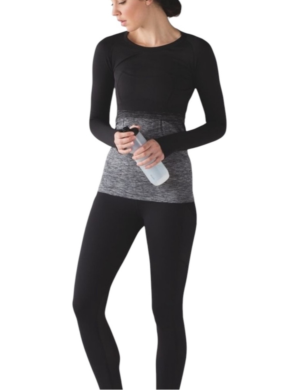 Lululemon Swiftly Tech Long Sleeve Crew Top black/Grey Ombre size 10 - Picture 8 of 8